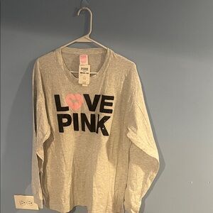 PINK Victoria's Secret Gray Long Sleeve Tee